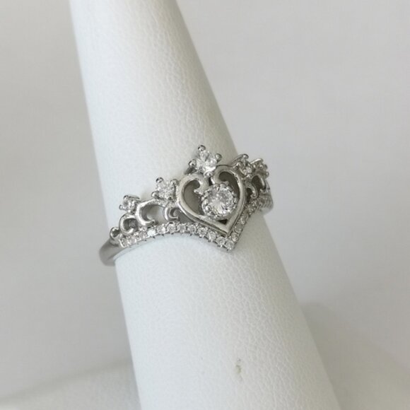 New crown tiara ring Sterling Silver CZ size 8 - Picture 2 of 16